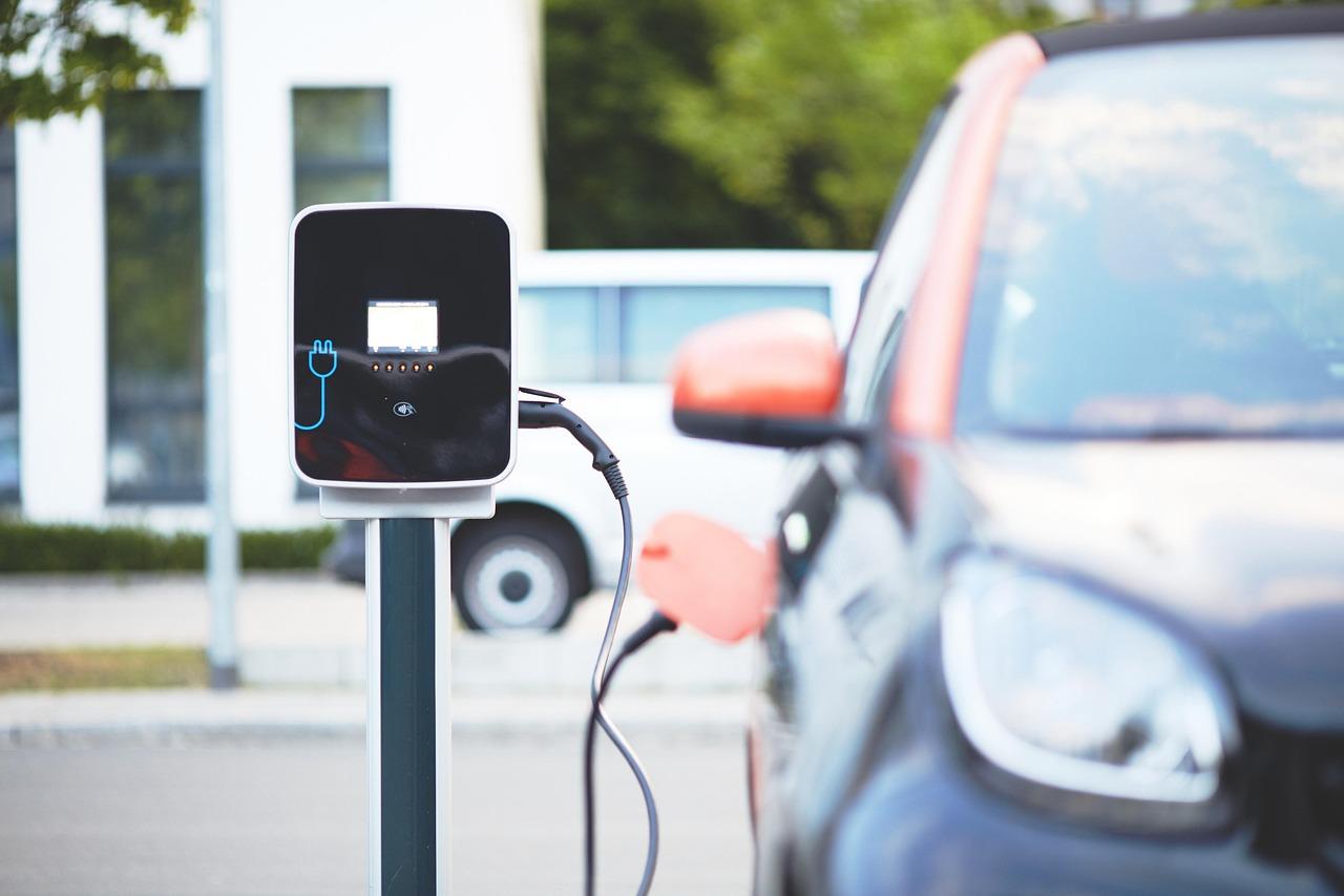 Electric car connected to an EV charger